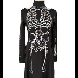 Black Skeleton Print adult medium black mini dress costume